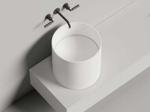 Раковина из искусственного камня S-Sense Salini ARMONIA 130413TG 50х50 накладная цвет белый 1 отверстие под смеситель - фото 2